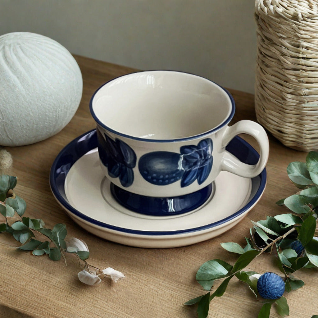 Blue Flower Vintage Coffee Cup and Saucer Set WEEKO